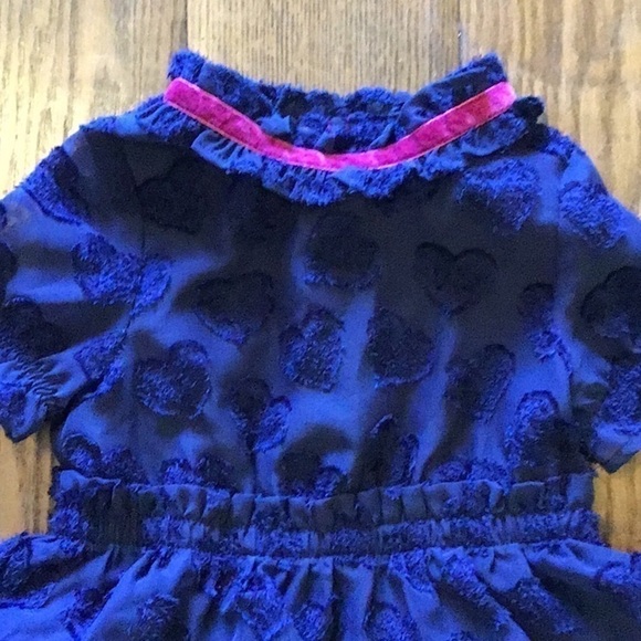 NWOT Girls Navy Blue Dress with Velvet Hearts - Picture 2 of 4